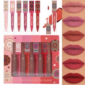 KARLOR Boho Lipstick Set, 6 Matte Lip Gloss Set, Liquid Lipstick, Liquid Lipstick Set, Nude Pink, Rosewood Lipsticks, 24 Hours Hold, Waterproof Rosewood Lipstick Set, Gift Set for Women