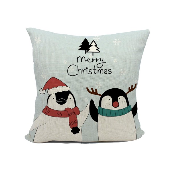 Mancheng-zi Christmas Penguin Pillow Covers 18x18,Penguin Christmas Decor,Penguin Pillow,Penguin Decor