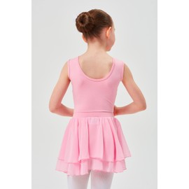 tanzmuster Children's Ballet skirt "Elli” with elastic waist in cotton Airy Elastic Dance Ballet TUTU 2 Layers Chiffon, choice of colours, pink, 116/122