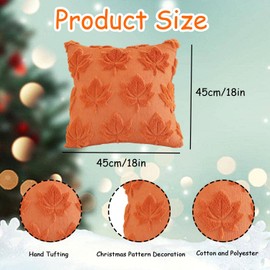 1 Pcs 18 x 18 Pillow Covers Fall Pillow Covers Soft Faux Fluffy Plush Accent Pillowcases Autumn Maple Leaf Design Dirt Proof 3D Embroidered Textured Cozy Throw Pillow Cover for Living Room Bedroom