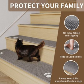 YDKGL Stair Treads Non Slip Indoor 15PCS, Rubber Backing Stair Runner Rugs for Wooden Steps, Residue Free Stair Carpet Treads for Kids Elders and Pets, Machine Washable Stair Mats, Gray, 8" x 30"