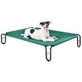 pettycare Elevated Outdoor Dog Bed - Dog Cots beds for Medium Dogs, Waterproof Raised Dog Bed Easy to Assemble, Cooling Elevated Dog Bed with Teslin Mesh, Durable, Non Slip, Up to 40 lbs,Green
