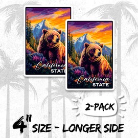 California State Magnet 4 Inch 2-Pack Collectible Map Golden – Strong Vinyl Decorative Travel Magnets for Fridge Locker Kitchen Office – Cute Fun Aesthetic Cool Durable & Long-Lasting Souvenir ID44999