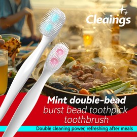 gezuno Mini Brushes-Disposable Toothbrushes with Double Cleaning Beads Toothpaste and Pick for Work or Travel, 20 Count-Mixed Flavor（Pack of 1）