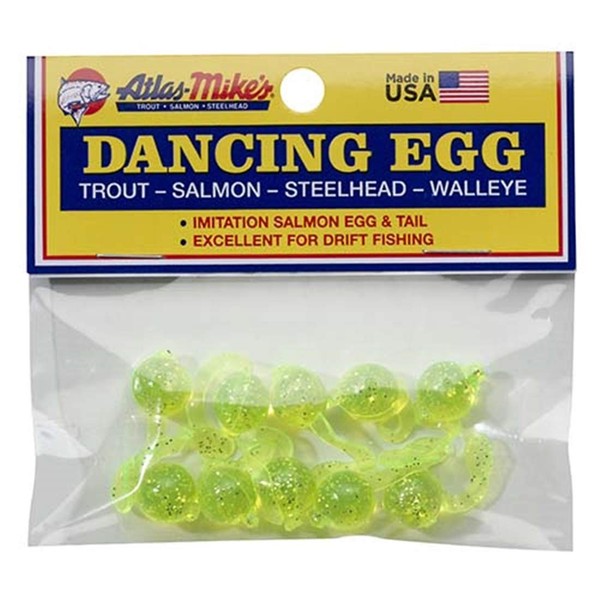 Atlas Mike's Bag of Dancing Salmon Fishing Bait Eggs (Pack of 10), Yellow