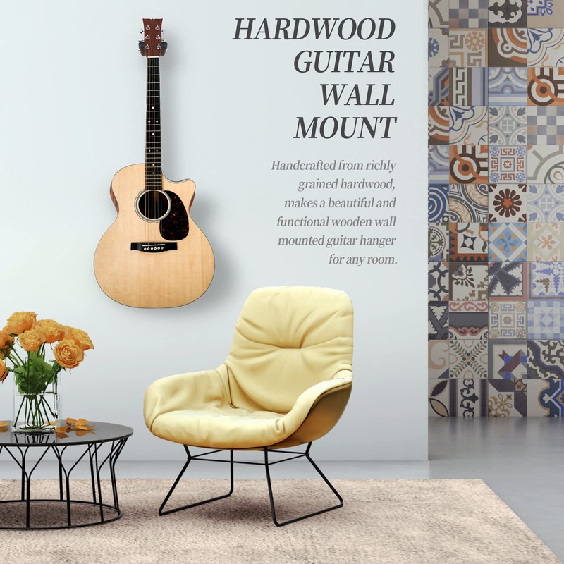 Guitar Wall Mount 2 Pack Wood Guitar Hanger for Safe