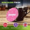 4 x Boxed Round Coasters - Name Hanna Pink Hearts