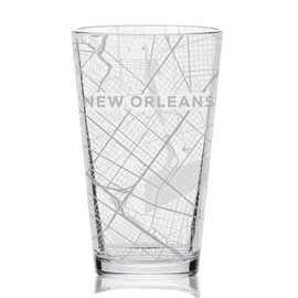 NEW ORLEANS LOUISIANA Engraved City Street Map Beer Pint Glass | Perfect Drinking Gift Idea & Unique Decor!