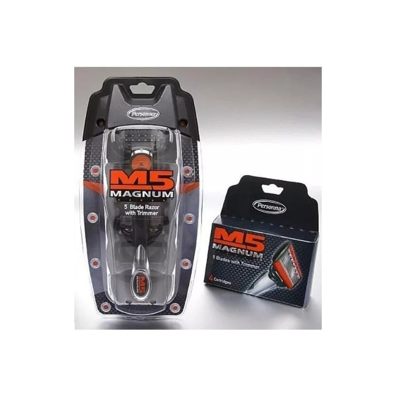 Personna M5 Magnum 5 razor Blades with Trimmer, 12 Cartridges