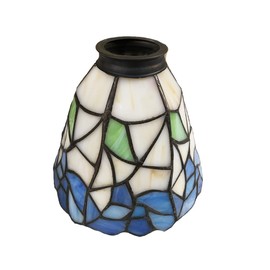 HUIMEIJU Tiffany glass shades, blue and white shades, stained glass fan shades, wall lamps, pendant shade replacement shades. (2PCS)