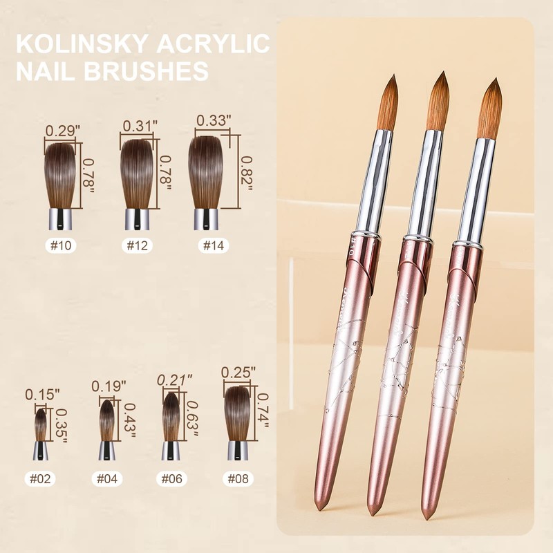 Acrylic Nail Brush Size 8,KEMEISI 100% Pure Kolinsky Nail Art