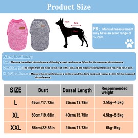 FainFun Dog Jumpers for Large Dogs, Pack of 2 Dog Jumpers, Medium Dogs for Winter, Dog Jumper Medium Dogs for Cats, Dog Clothes, (Pink Grey XL)