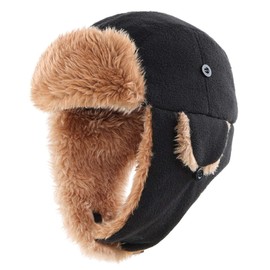Magracy Toddler Boys Outdoor Winter Fleece Trapper Hat Kids Warm Earflap Hats Windproof Pilot Aviator Cap Black S