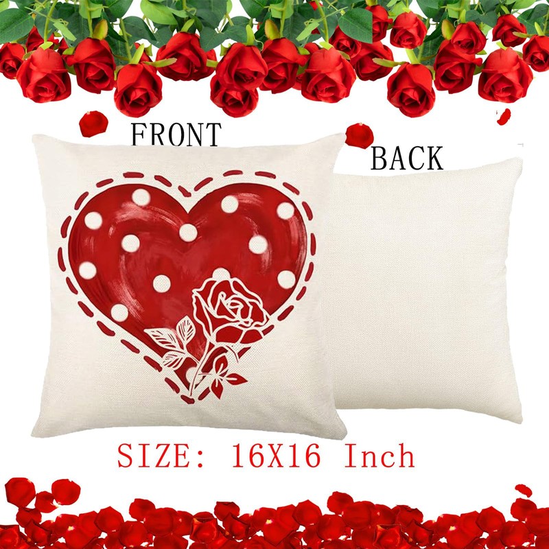 Valentines Day Pillow Covers 16 x 16 Inch Set of