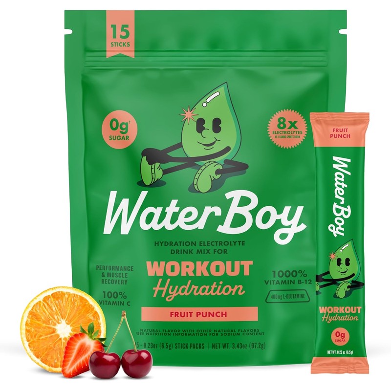 Waterboy- Hidratación de entrenamiento Paquetes de Polvo de Electrolitos Sin