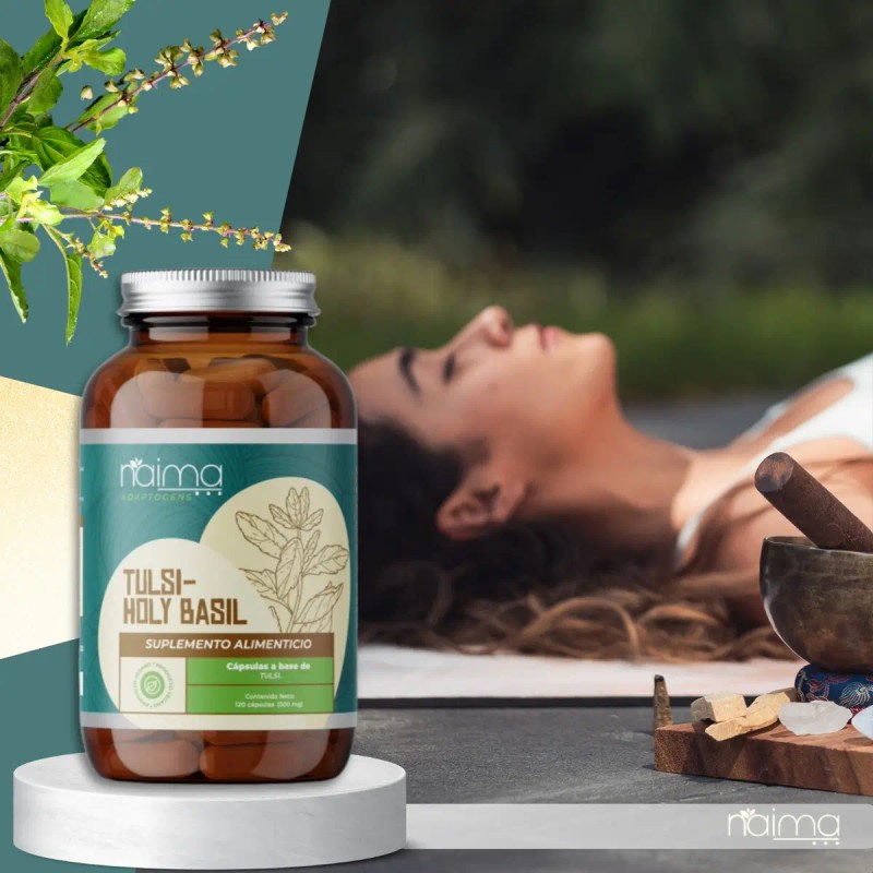 Tulsi Adaptógeno 120 Cápsulas Suplemento Natural Vegano
