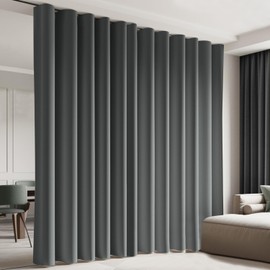 cbsroro Room Divider Blackout Curtain Total Privacy Thermal Insulated Curtains for Patio Door, Living Room, Bedroom Partition and Shared Office Space, W100 × L96,1 Panel, Dark Grey