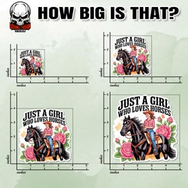 Just A Girl Who Loves Horses Sticker or Magnet Decal Vintage Country Horse Riding Floral Waterproof Vinyl Sticker for Water Bottle Car Bumper Fridge Laptop