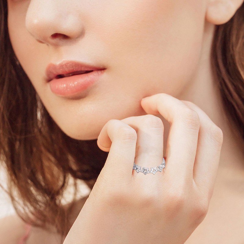 Star Ring Sterling Silver Hollow Star Eternity Ring Star Jewellery