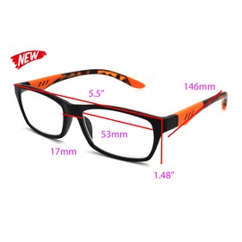 ColorViper Double Injection Lightweight Reading Glasses Free Case (Z1 Matte Black/Tortoise Orange, 2.75)