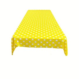 Backdrop King Inc, Square Polka Dot Poly Cotton Tablecloth. (White Dot on Yellow, 36" X 36" Square)