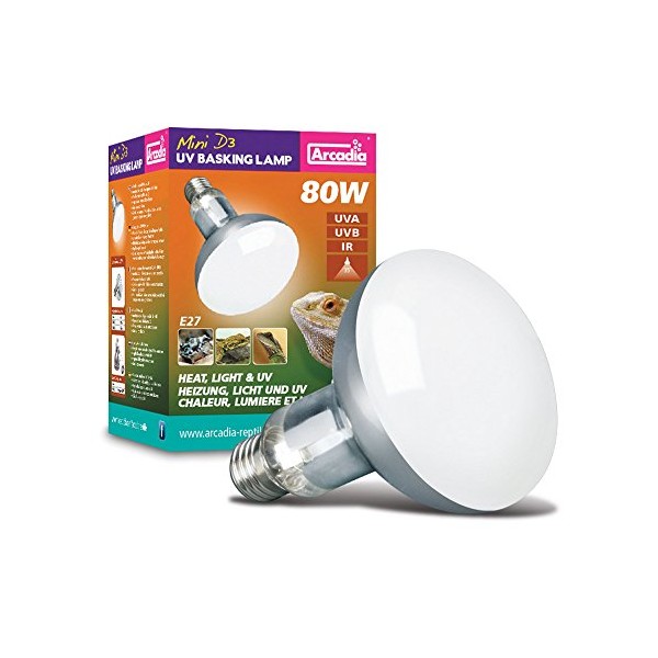 Arcadia SMA80E27 D3 UV Basking Lamp 80 Watt 2nd Generation