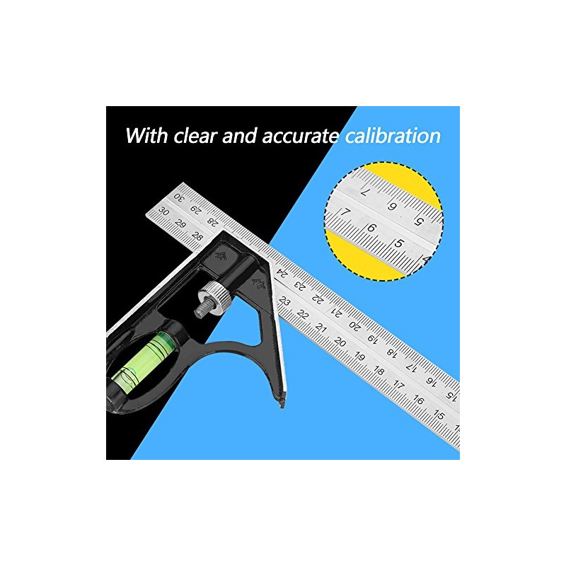 Combination Angle Ruler,300mm 12inch Stainless Steel+Zinc Alloy Adjustable Right Angle