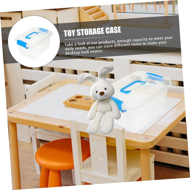 Ciieeo 4Pcs Transparent Sundries Storage Box with Lid Handheld Design