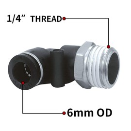 Beduan BPL Push to Connect Air Fittings Male Elbow 6mm Tube OD x 1/4" NPT Thread (Pack of 10)