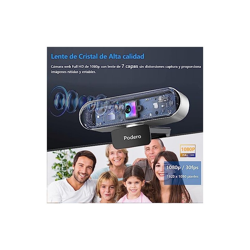 Webcam con micrófono, cámara Web HD 1080p, Full HD 1080P,