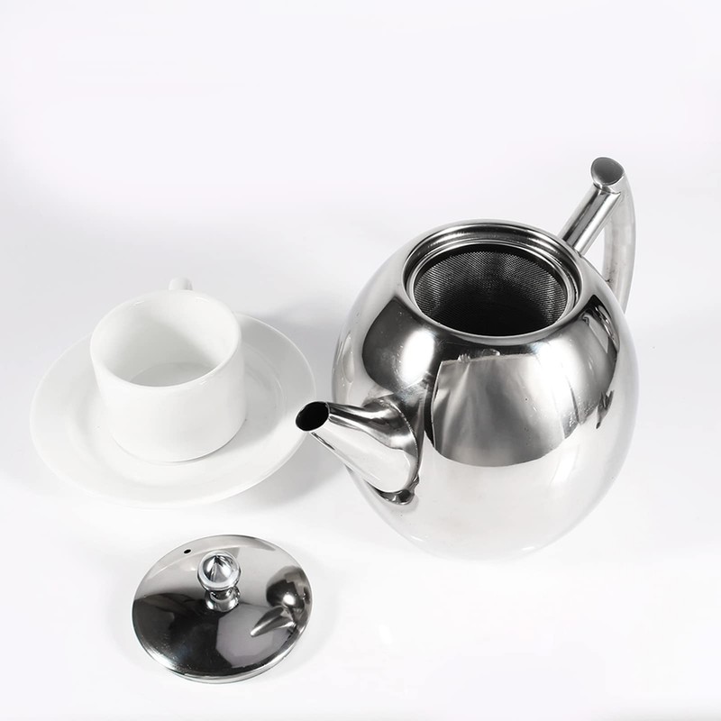 Stainless Steel Teapot, 1.5 L Stainless Steel Kettle/Teapot with Filter,