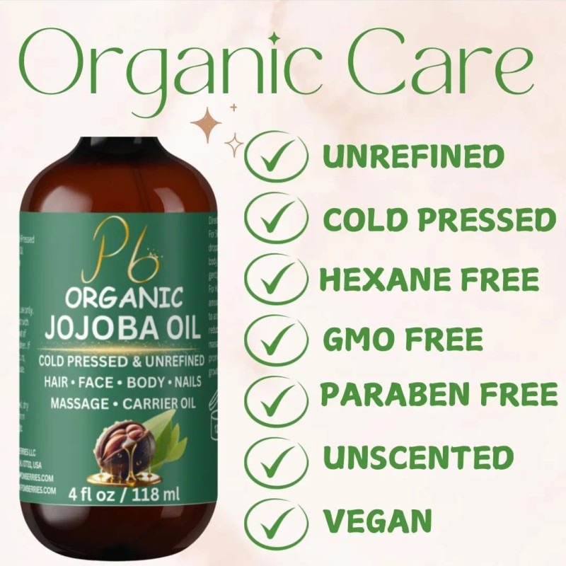 Aceite De Jojoba Orgánico 100% Puro, Prensado En Frío Y