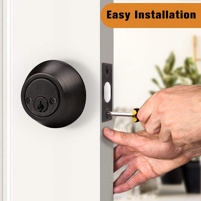 Probrico Double Cylinder Deadbolts with Different Keys, 3 Keys Interior&
