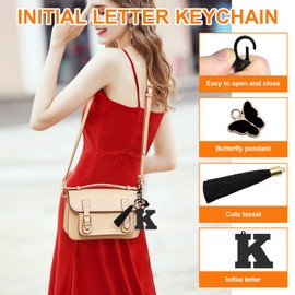 Initial Letter Keyring for Daughter Sisters Birthday Gift Letter A-Z Keychain with Butterfly Tassel Initial Keychain Gifts for Women Alphabet Initials Keyring for Purse Backpacks Handbags (Letter K)