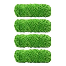 4 Skeins Chenille Yarn，Hand Knitting Soft Glossy Chenille Velvet Amigurumi Yarn for Crochet Weaving Blanket DIY Craft Total 400g (Light Green)