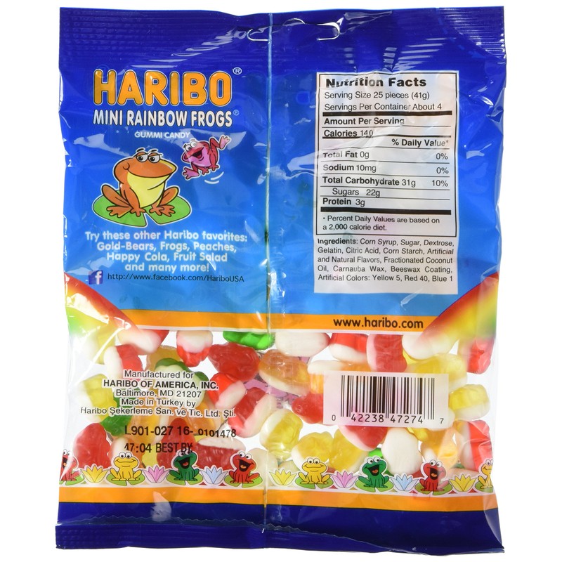 Haribo Gummies - Mini Rainbow Frogs - 5 oz