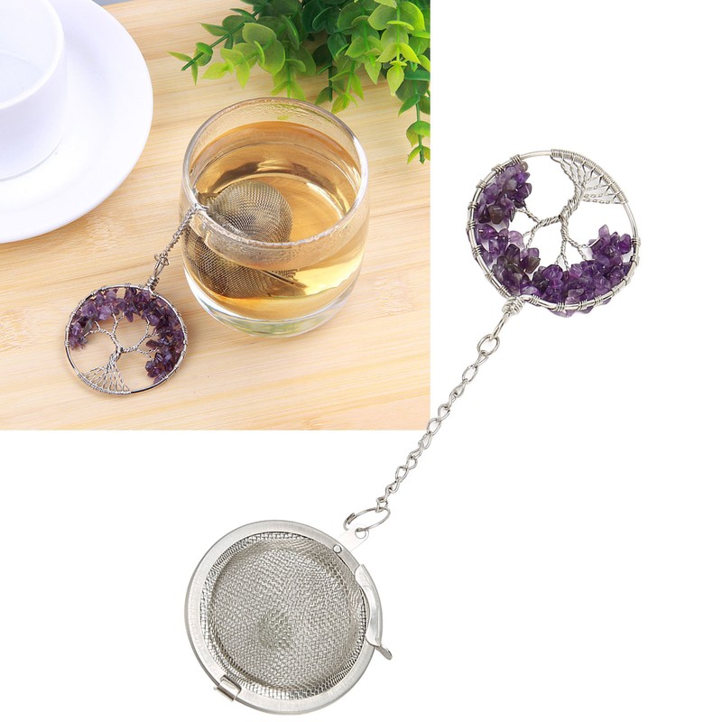 Tea Infuser Artificial Crystal Stone Tea Strainer Stainless Steel Diffuser