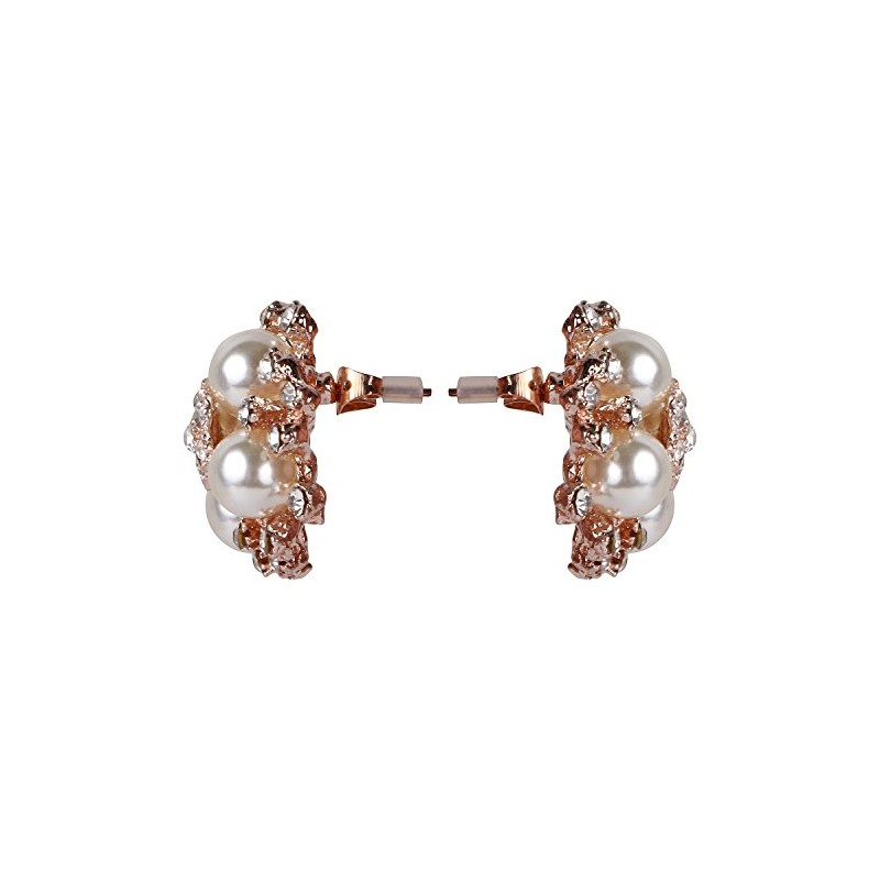 ASHI'S Collection rounded stud ear-ring with exquisite crystal and pearl.