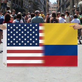 3×5 FT USA Colombia Combo Flag,Large Colombian Friendship Decor,Double Side Digital Printed 150D Polyester Banner With Canvas Header Brass Grommet For Outdoor Indoor Parade Car