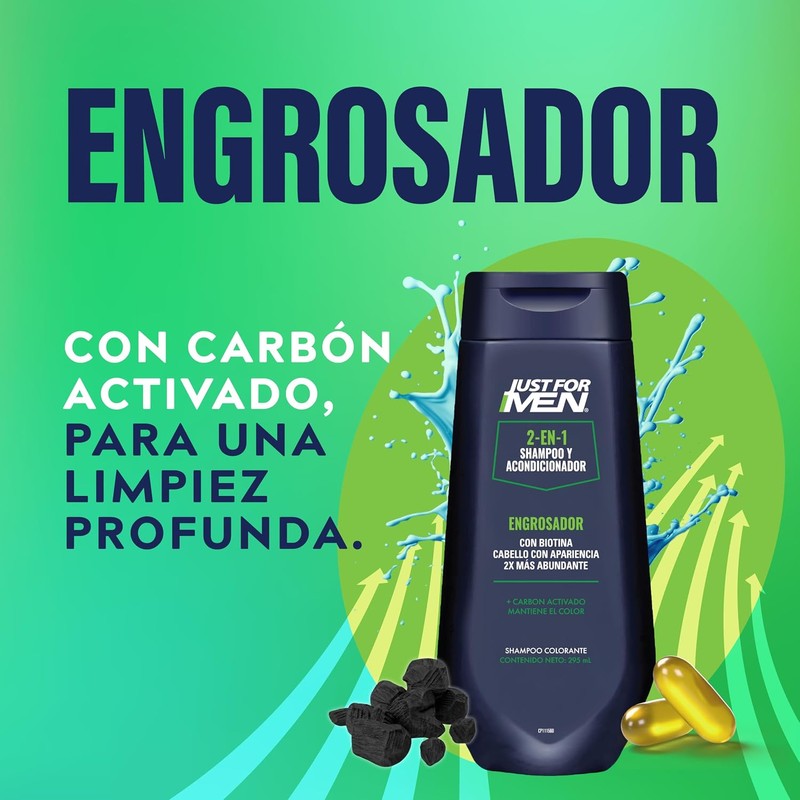 Just For Men Shampoo y Acondicionador 2 en 1 Engrosador