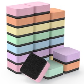 MaxGear Whiteboard Erasers Magnetic, 24 Pack Mini Dry Erase Erasers for Chalkboard, Strong Cleaning White Board Erasers Bulk for Office Classroom, Magnetic Backing, 6 Macaron Color, 2 x 2 x 0.6 Inch
