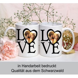 Love Tasse mit eigenem Bild personalisiert | Kakao- Kaffee- Tee- Fototasse| Geschenke für männer frauen |Valentinstag, Weihnachten, Geburtstag| Keramik Tasse |Spülmaschinenfest (Grün)