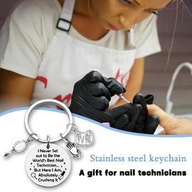Nail Tech Christmas Birthday Gifts for Nail Technician for Best Friend Nail Artist Keychain for Nail Stylist Manicurist Apreciation Retirement Gifts for Mother Daughter Keyring