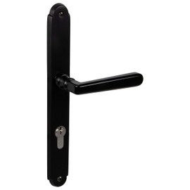 Long Plate Handle Set Brass Old Vienna Door Handle Matt Black Door Sign BB Deadlock DIN Standard Germany 1 Pair Room Door Fitting with Mounting Material