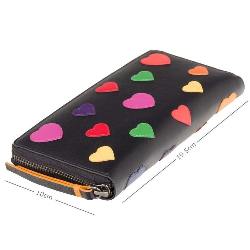 VISCONTI 'Passion' Large Wallet with Zip and Colourful Hearts RFID