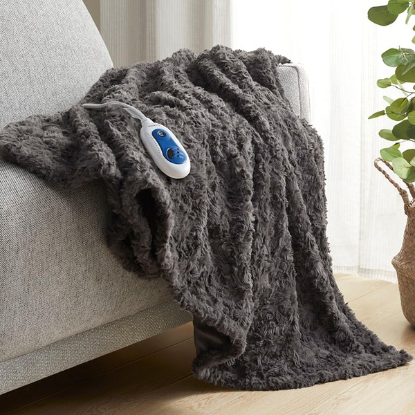 Beautyrest Zuri Reversible Faux Fur to Mink Electric Blanket, Auto