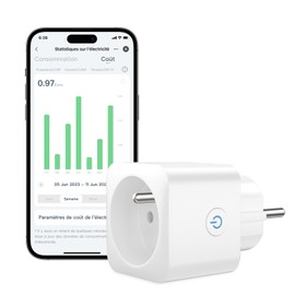 EIGHTREE WLAN-Steckdose, programmierbar, kompatibel mit Alexa/Google Home, Smart Life App, Verbrauchsverfolgung, Steuerung des Lüfters/Klimaanlagens, 2,4 GHz WLAN, 16 A 3680 W, 1 PC