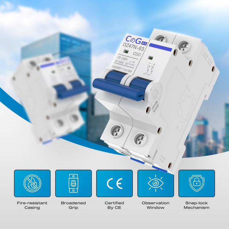 AC Miniature Circuit Breaker, CGELE 50 Amp 2 Pole 120/240V