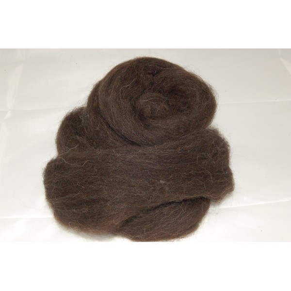 Jacob Natural Dark Brown Wool rovings/Tops - 50gm