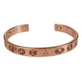 Touchstone - Mesmerizing Mandala - Hindu holy -Copper magnetic bracelet Tibetan style. Hand forged with solid and high gauge pure copper